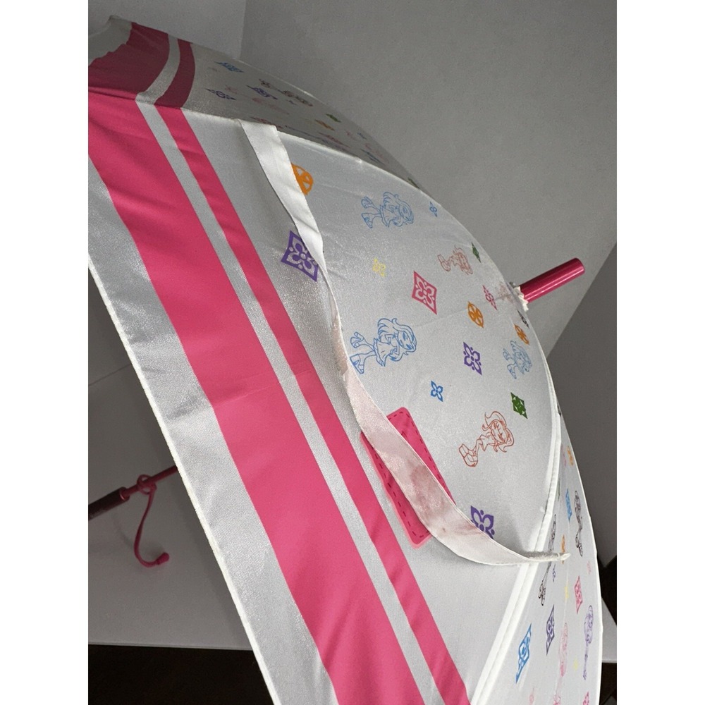 2004 Bratz Kids Umbrella Pink Handle White with Character Prints Fun Design - Picture 4 of 8